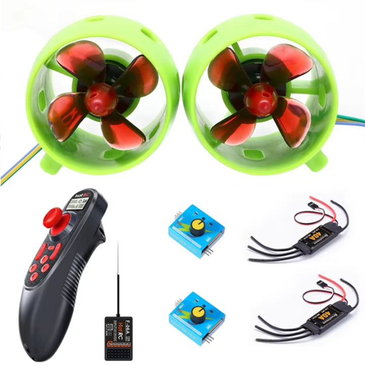 RC Jet Engine Kit Underwater Jet Boat 4-Blade CW CCW Propellers Brushless 40A ESC Servo Tester and Radio Transmitter