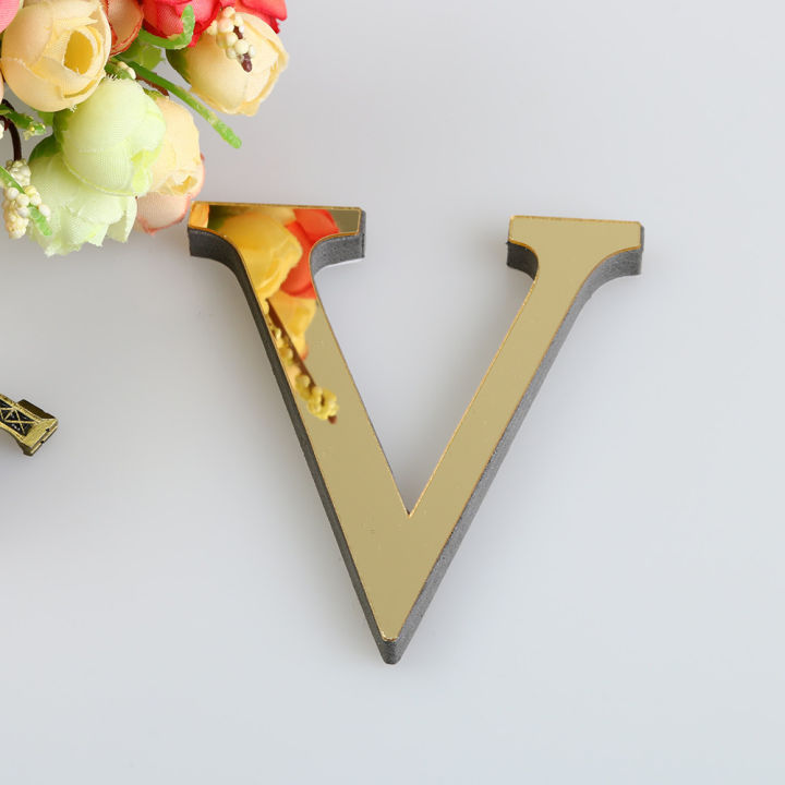 New%2010cm/15cm%2026%20English%20Letters%20Diy%203d%20Mirror%20Wall%20Sticker%20Decals%20Modern%20Home%20Decor%20Wall%20Gold%20Art%20Mural%20-%20Image%205