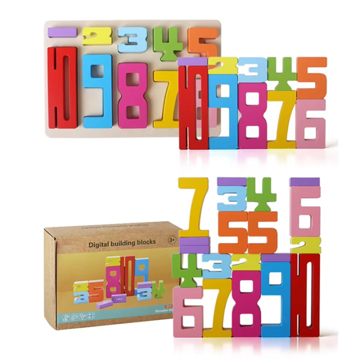 Number Stacking Blocks Wooden Building Blocks Toddler Toys | Daraz.lk