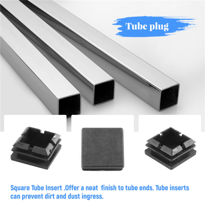Square%20Table%20Chair%20Leg%20Tube%20Pipe%20Feet%20Insert%20Cap%2025mmx25mm%2020pcs%20Black%20-%20Image%202