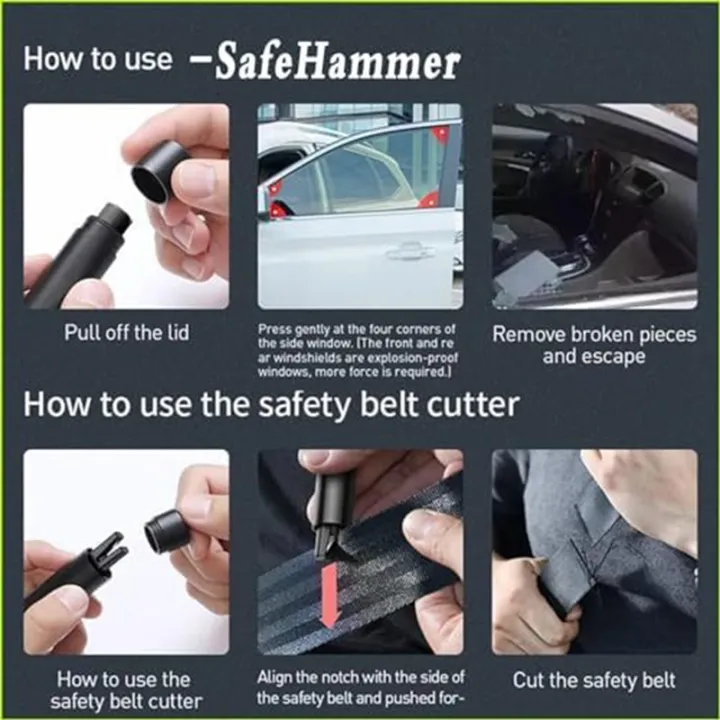 Safety%20Hammer,%20Safe%20Hammer%20Glass%20Breaker,%20Glass%20Breaker%20and%20Seatbelt%20Cutter,%20Car%20Emergency%20(Black)%20Easy%20Install%20Easy%20to%20Use%20-%20Image%2010