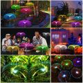 Ground Lighting 1-pieces Solar Fiber Optic Jellyfish Lamp Double Layer Jellyfish Lamp Garden Decoration Lamp. 