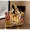 New Women's Handbag Fashion Canvas Cartoon Large Capacity Women's Shopping Bag. 