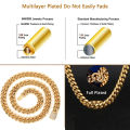 LibiPortable Miami Cuban Link Chain 18K Gold Plated 12mm Solid Stainless Steel Necklace with CZ Diamond Clasp Hip Hop Jewelry for Men Women. 