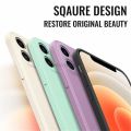 【ThinkWay】Luxury Square Frame Original Liquid Silicone Case For iPhone 12 11 Pro Max XR X XS 6 7 8 Plus SE Mini Soft Cover Shockproof Capa. 