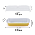 FORIDE 50PCS Disposable Aluminum Baking Cups Mini Loaf Pans Rectangle Muffin Tins Mini Narrow Cake Pans for Party. 