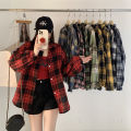Red Plaid Shirt for Women Teen-girl Button Down Long Sleeve Collared Check Shirt Jacket Casual Fall Winter Christmas Outfit. 