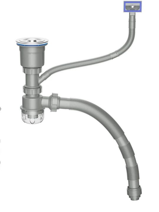 Stainless Steel Kitchen Sink Drain/Waste Kit - 110mm Single Bowl with/without Overflow, Circular & Square Options