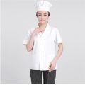 Chef Kitchen Breathable Short Sleeve Chef Uniform White Canteen Kindergarten School Staff Female Summer Long-Sleeve Work Clothes. 