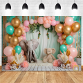 210X150cm Children'S Animal Birthday Background Cloth Balloon Photography Background Cloth Decor Easy Install Easy to Use , C. 