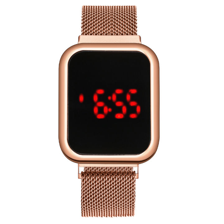 Fashion Square LED Touch Screen Men's Watch Men's Watch Lazy Magnet Ferromagnetic Electronic Watch