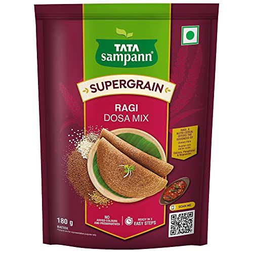 Tata Ragi Powder Tata Sampann Supergrain Ragi Dosa Mix, Instant Ready to Cook Mix, 180g ...