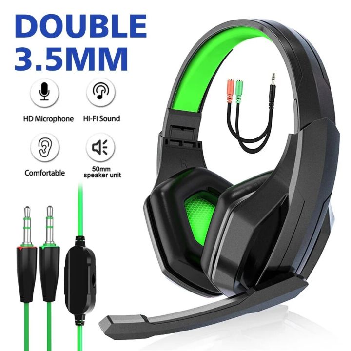 NEW Dual 3.5mm Wired Gaming Headphones Foldable Game Headset Noise Cancelling Earphone With Mic Volume Control For PS4 PS5 PC Laptop