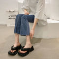 Platform Slippers Women's Summer Outerwear2023New Flip-Flops Net Red Bread Bubble Slippers Flip Flops. 