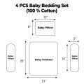 4 Pieces Cotton Baby Bedding Set/ 100%Cotton Baby Bedding Set 4Pc Feels Like Mother's Lap/ New Born Baby Super Soft 4 Pcs Bedding Set/ New Born Baby Bedding Set with Cushion and Pillow/ Cotton New Born Baby Bedding with 3 Pillow Set. 