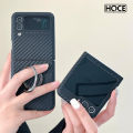 HOCE Carbon Fiber Pattern Ring Holder Phone Case for Samsung Galaxy ZFlip 5 ZFlip 4 ZFlip 3 Cases with Ring Bracket Shockproof Hard Cover. 