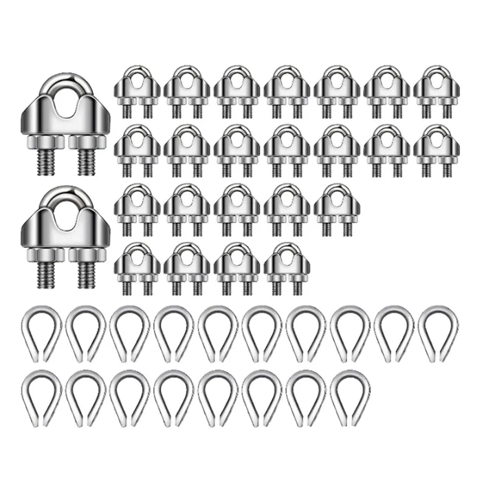 Metal Rope Bundle 50 Piece Wire Rope Kit M3 Metal Wire Rope Cable Clamp and M3 Stainless ...