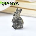 Natural Pyrite Mineral Crystal Carving Rabbit Animal Stone Craft Healing Reiki Home Decoration Figurines Ornament. 