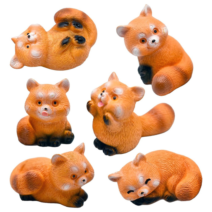 Miniature Small Figurines 1 Inch Cartoon Mini Red Panda Figures Set Cute Resin Animal Cake Toppers Easy Install Easy to Use