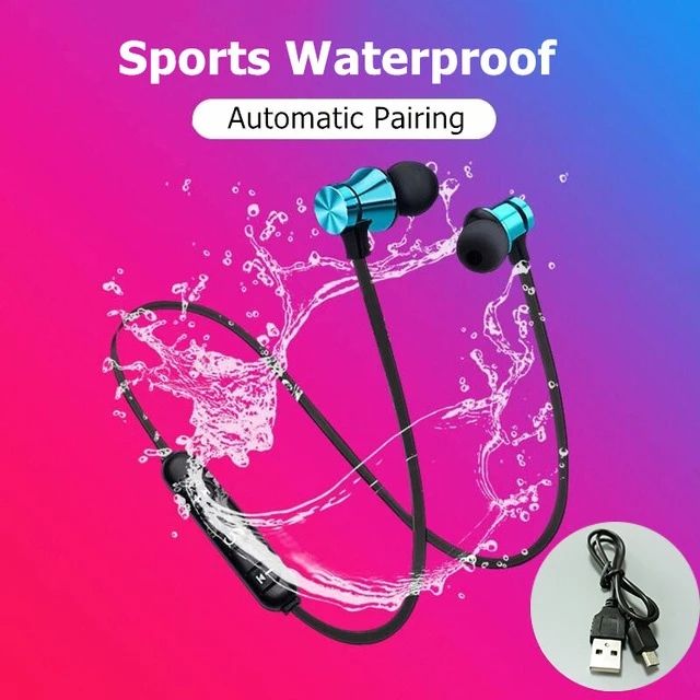 Headphones with microphone plugs, wireless in-ear sound, sports waterproof ear, bluetooth headphones, stereo magnetic wireless headphones