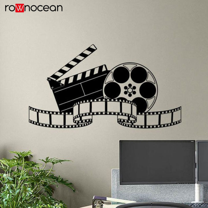【Folio & Light】Cinema Wall Decal Movie Film Tape Poster Home Theater Action Sign Vinyl Sticker Strip Removable Mural Interior Studio Decor 3r26