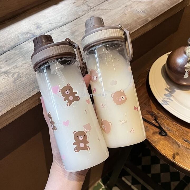 Hypoxiae Kawaii Bear Water Bottle For Kids Girls 500ml Plastic Portable ...