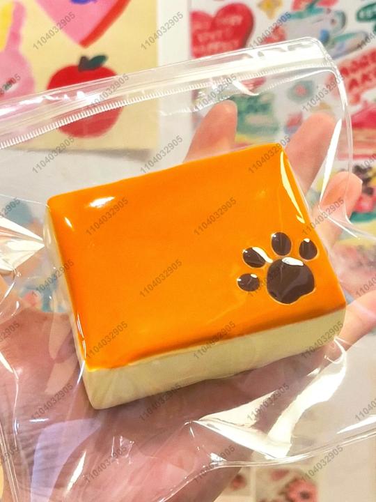 Cheese Cake Bread Taba Squishy Cute Cat Paw Print Cheese Cake Mochi Toy Squeeze Toy Stress Release Hand Relax Toy Gift Toy