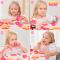 33pcs Play House Kitchen Toy Set Children Tea Party Play Set for Kids, Role Playing Toy with Dessert and Tableware Pink. 