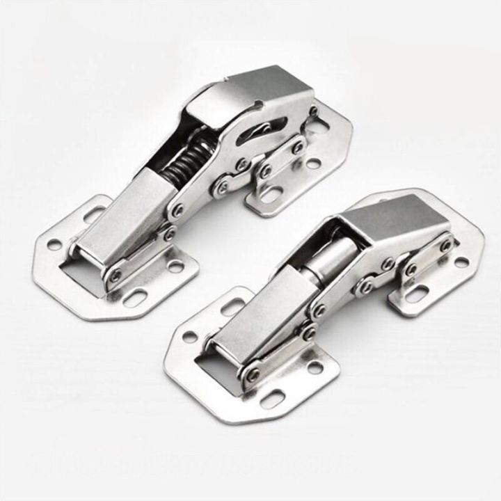 2 pices soft close 90 Degree Cabinet Hinges 3 Inch 4 Inch No-Drilling Hole Bridge Shaped Spring Hinge Cupboard Door Furniture Hardware