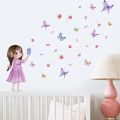 Wall Stickers Cute Girl Butterflies for Bedroom Removable Decals PVC Peel and Stick Decor Girls Room living room decoration. 