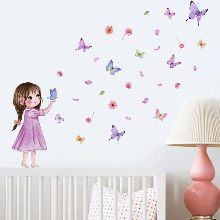 Wall%20Stickers%20Cute%20Girl%20Butterflies%20for%20Bedroom%20Removable%20Decals%20PVC%20Peel%20and%20Stick%20Decor%20Girls%20Room%20living%20room%20decoration%20-%20Image%204