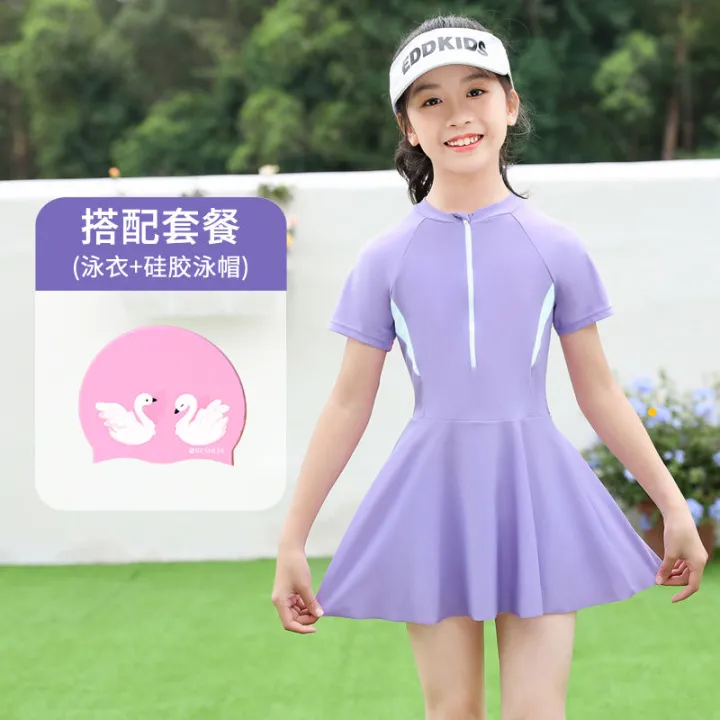 Children's%20Swimsuit%20Girls'%20New%20Middle%20and%20Big%20Children%20Korean%20Style%20Conservative%20Skirt%20Swimsuit%20Hot%20Spring%20Quick-Drying%20Split%20Swimsuit%20Girls'%20-%20Image%209