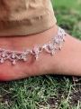 Silver Plated Traditional Zulla Type Anklet Padasaram Foot Jewelry Payals Kolusu With Hanging Type White Stone for Women. 