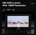 Wanbo Davinci 1 Pro Projector, Android TV 11.0 Smart Projector 4K Support, 600 ANSI Native 1080P Netflix Projector, Google Assistant, Chromecast Built-in, Autofocus & Auto Keystone Correction. 