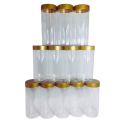 12 pcs Kitchen Spice Bottle Containers With Gold Color Lid Large Size Transparent Plastic Spicy Bottle set. 