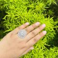 BOOM silver / rose gold color cute, beautiful adjustable ring with fixed white stone for women and girl. 
