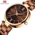 MINI FOCUS Stainless Steel Strap Watches for Women Waterproof Luxury Dress Quartz Wrist Watch Woman Lady Coffee Brown MF0189L. 
