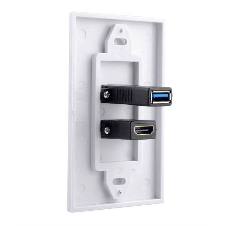 3X%202Port%20HDMI+USB%203.0%20Female%20Wall%20Face%20Plate%20Panel%20Outlet%20Socket%20Extender%20White%20-%20Image%205