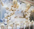 50 Pcs White Gold Balloon Garland Arch Accessories, for White Theme Party Decoration, Weddings, Baby Shower, Birthday Graduation Party Supplies  or Arch Décor - Helium Quality. 