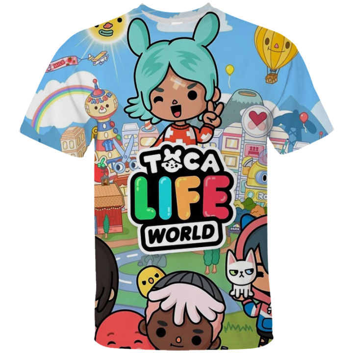 Hot Children Game Toca Life World Tshirt 3D Anime Toca Boca Life World Game T Shirt Kids Tops Tee Teenager Oversized Streetwear