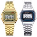 Unisex Gold Silver Steel LED Digital Men Women Fashion Watch Gift. 