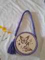 Crochet wooden base bag. 