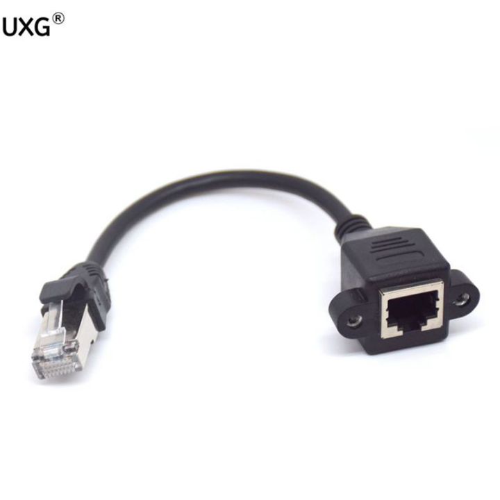 【VogueVenture】15CM RJ45 Short Cable Male to Female Screw Panel Mount ...