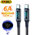 NNBILI 120W USBA to Type C Super Fast Charge Cable Nylon Data Wire for Xiaomi POCO Samsung With Led Digital Display Cable. 