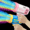 【HOT】 40 Holes Electric Rocket Bubble Gun Toy Bubbles Machine Automatic Soap Blower With Light Summer Outdoor Party Games Child Gift. 