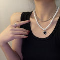 Double Layer Black Heart Pearl Chain Necklace for Women Egirl Kpop Choker Necklace Punk Hip Hop Heart Pendant Necklace Party Jewelry Gift. 