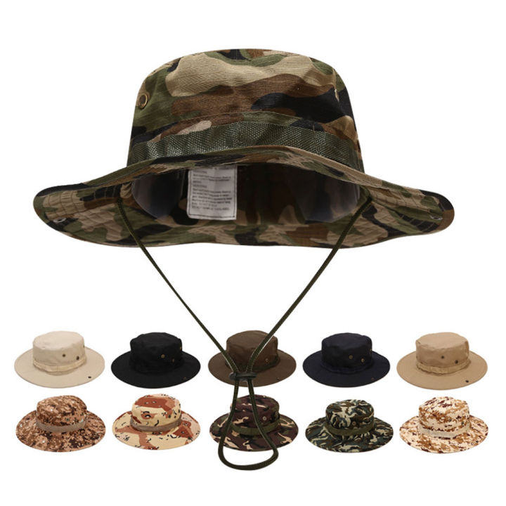 Camouflage Boonie Men Hat Tactical US Army Bucket Hats Military Multicam Panama Summer Cap Hunting Hiking Outdoor Camo Sun Caps