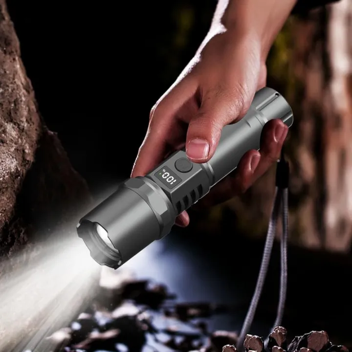 USB Rechargeable Flashlights 3 Modes LED Powerful With Display Portable ...