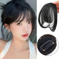 Women Girl Bangs Natural Wispy Round Face French Style Bangs Forehead Hair Extensions Side Fringe Wig Hairpieces 1Pcs. 