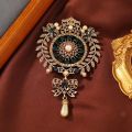 Exaggerated Vintage Women Luxury Baroque Pendant Rhinestone Large Brooches Pins Retro Middle Style Lady Party Banquet Badges Pin. 